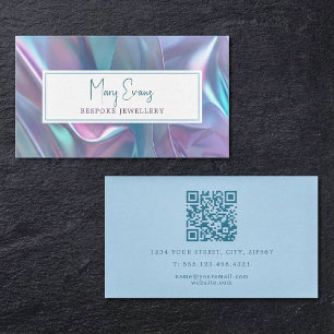 Visita Tarjeta de negocios QR con efecto de tela holográf