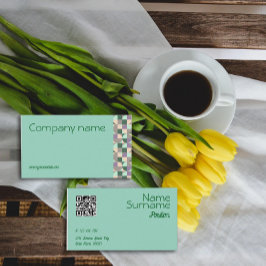 Visita Tarjeta de negocios QR verde turquesa gris triángu