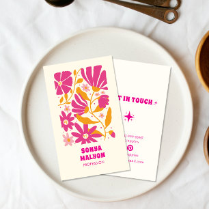 Visita Tarjeta de Negocios Retro Groovy Floral Boho Femen