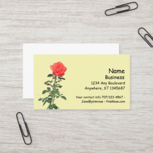 Visita Tarjeta de Negocios - Rosa Rosa Única en Tallo
