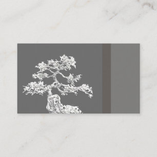 Visita tarjeta de negocios única bonsai tree negro y gris