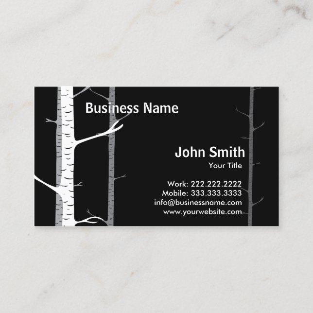 Visita Tarjeta de negocios White Birch Trees Forest Dark (Anverso)