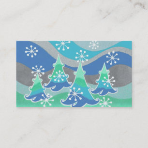Visita Tarjeta de negocios Winter Trees azul