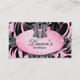 Visita Tarjeta de negocios Zebra Jewelry Bow Pink Silver 