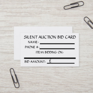 Visita Tarjeta de Oferta para Subasta Silenciosa (Blanco)