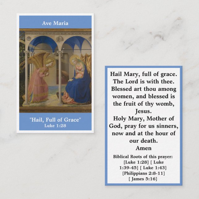 Visita Tarjeta de oración Ave Maria Hail Mary (Anverso / Reverso)