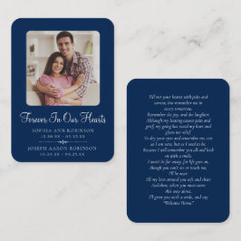 Visita Tarjeta de oración azul de foto de funeral de arti