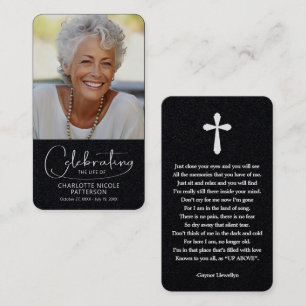 Visita Tarjeta de oración con foto de celebración de vida