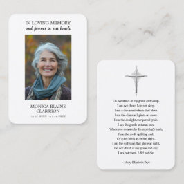 Visita Tarjeta de oración con foto de memorial de funeral