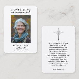 Visita Tarjeta de oración con foto de memorial de funeral