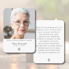 Visita Tarjeta de oración con foto para funeral sencillo