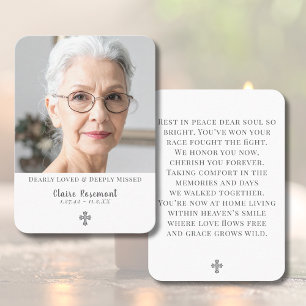Visita Tarjeta de oración con foto para funeral sencillo