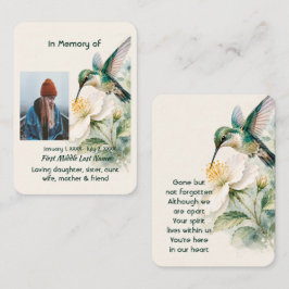 Visita Tarjeta de oración conmemorativa Colibrí Flores Bl