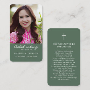 Visita Tarjeta de oración conmemorativa de funeral con fo