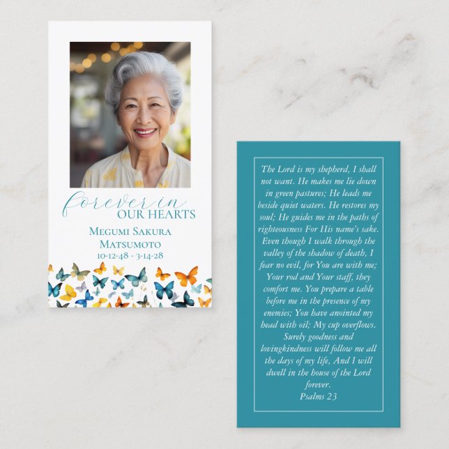 Visita Tarjeta de oración conmemorativa de la mariposa -  (Anverso / Reverso)