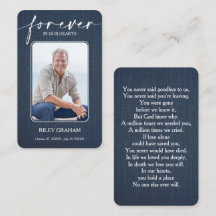 Tarjeta de oración conmemorativa de pésame con fot