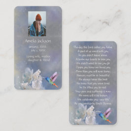 Visita Tarjeta de oración conmemorativa Hummingbird Flore