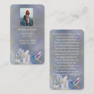 Visita Tarjeta de oración conmemorativa Hummingbird Flore