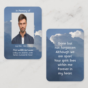 Visita Tarjeta de oración conmemorativa Nubes Cielo Celes