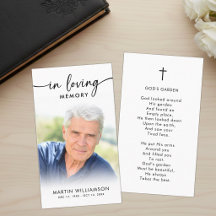 Tarjeta de oración de cruz de foto en memoria fune