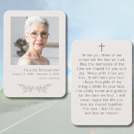 Visita Tarjeta de oración de funeral de cruz con foto flo