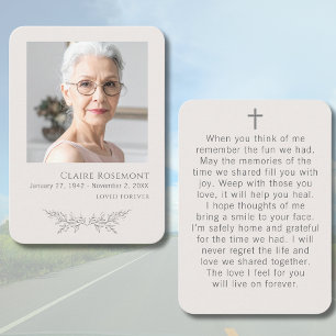 Visita Tarjeta de oración de funeral de cruz con foto flo