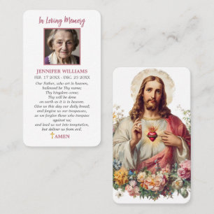 Visita Tarjeta de oración de pérdida funeral Jesús Corazó