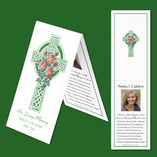 Visita Tarjeta de oración de Rosas irlandeses funerales c