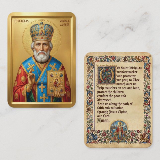 Visita tarjeta de oración de San Nicolás (Anverso / Reverso)