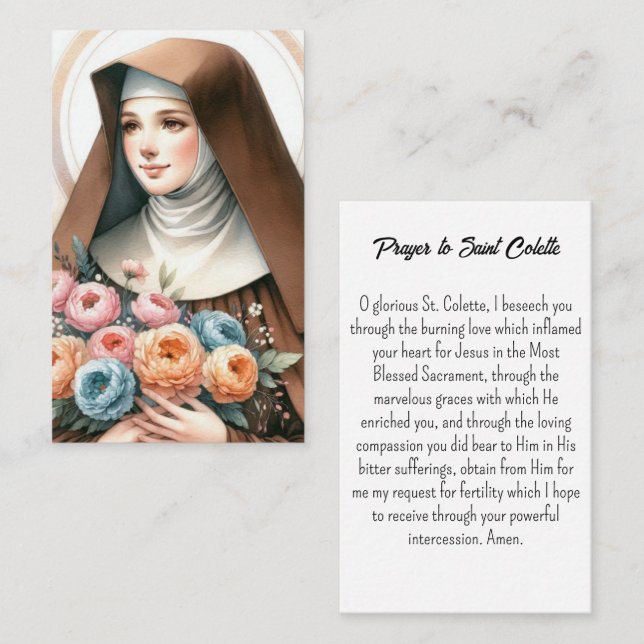 Visita Tarjeta de oración de Santa Coleta (Anverso / Reverso)