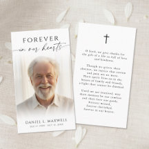 Tarjeta de oración fotográfica para funeral Cruz C