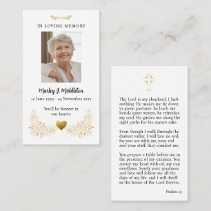 Visita Tarjeta de oración fúnebre con corazón de oro