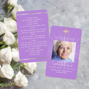 Visita Tarjeta de oración fúnebre con cruz y foto con luz