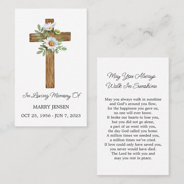 Visita Tarjeta de oración fúnebre conmemorativa de Daisy  (Anverso / Reverso)