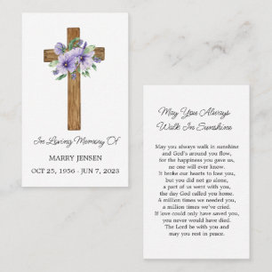 Visita Tarjeta de oración fúnebre conmemorativa de Pansy