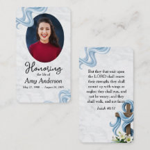 Tarjeta de oración fúnebre en honor a la vida