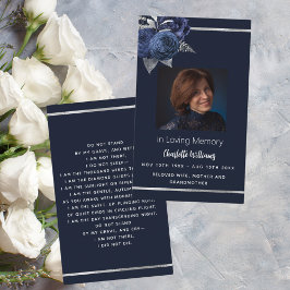 Visita Tarjeta de oración fúnebre floral con foto en blan