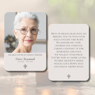 Visita Tarjeta de oración fúnebre simple con cruz y foto