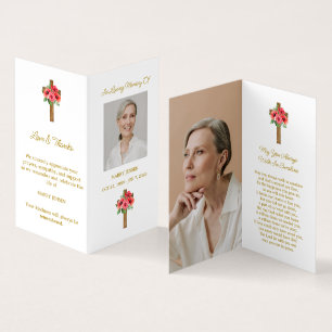 Visita Tarjeta de oración funeral con foto de amapola cru