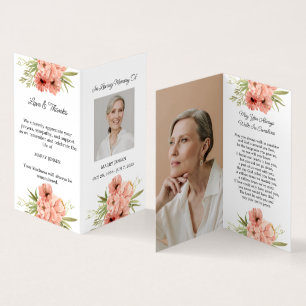 Visita Tarjeta de oración funeral con foto de Zinnia dobl