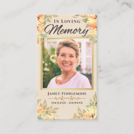 Visita Tarjeta de oración funeraria floral de la foto de 