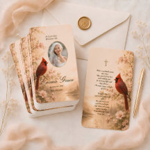 Tarjeta de oración memorial del cardenal con foto