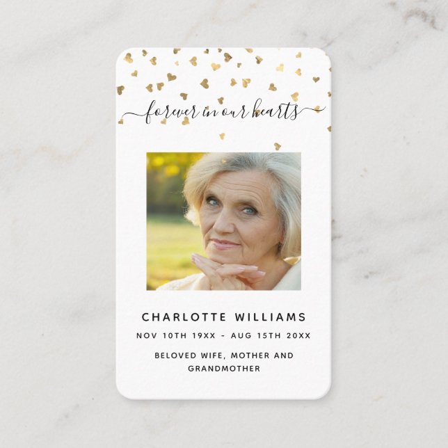 Visita Tarjeta de oraciones fúnebres de corazones blancos (Anverso)