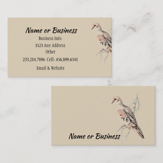 Visita Tarjeta de paloma de duelo/ paloma de tortuga al P (Anverso / Reverso)