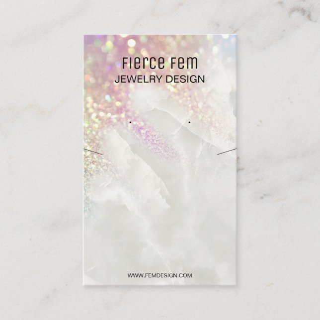 Visita Tarjeta De Pantalla Glitzy Purpurina Necklace Y Ea (Anverso)