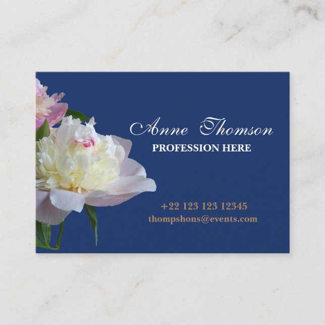 Visita Tarjeta de Peonies Floral Profesional Bussines (Anverso)