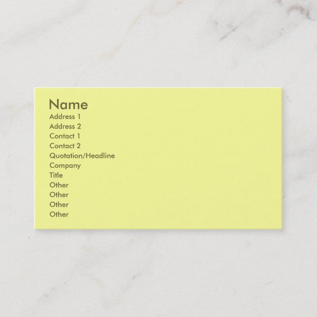 Visita Tarjeta de perfil amarillo claro (Anverso)