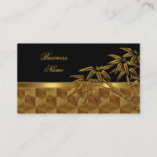 Visita Tarjeta de Perfil Bamboo Oro Negro Asiático