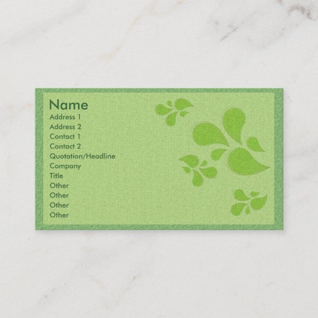 Visita Tarjeta de perfil de deco verde (Anverso)