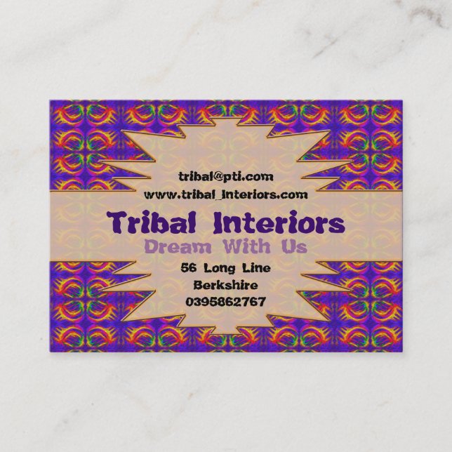 Visita Tarjeta de perfil de interiores tribales 2 (Anverso)